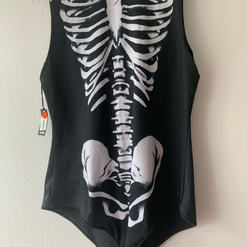 Black Skeleton Print Bodysuit